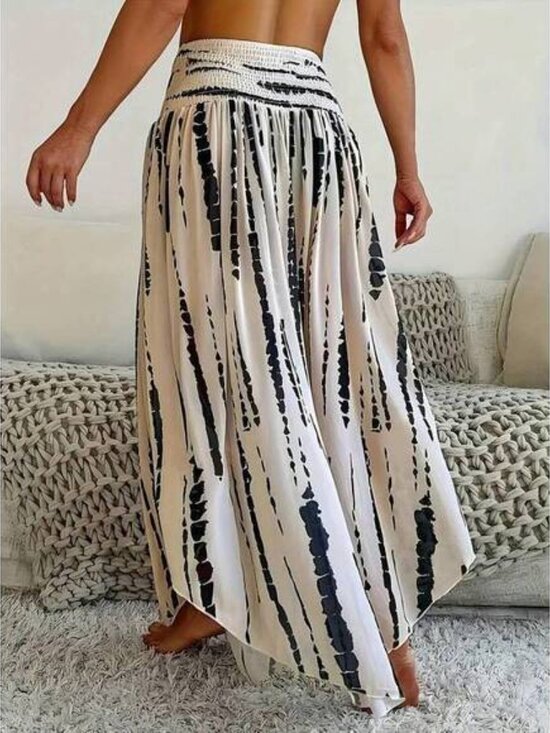 Beach Maxi Dress Spring/Summer 2026 Fashion Print Elastic Waist Bohemian Style L - Picture 5 of 6